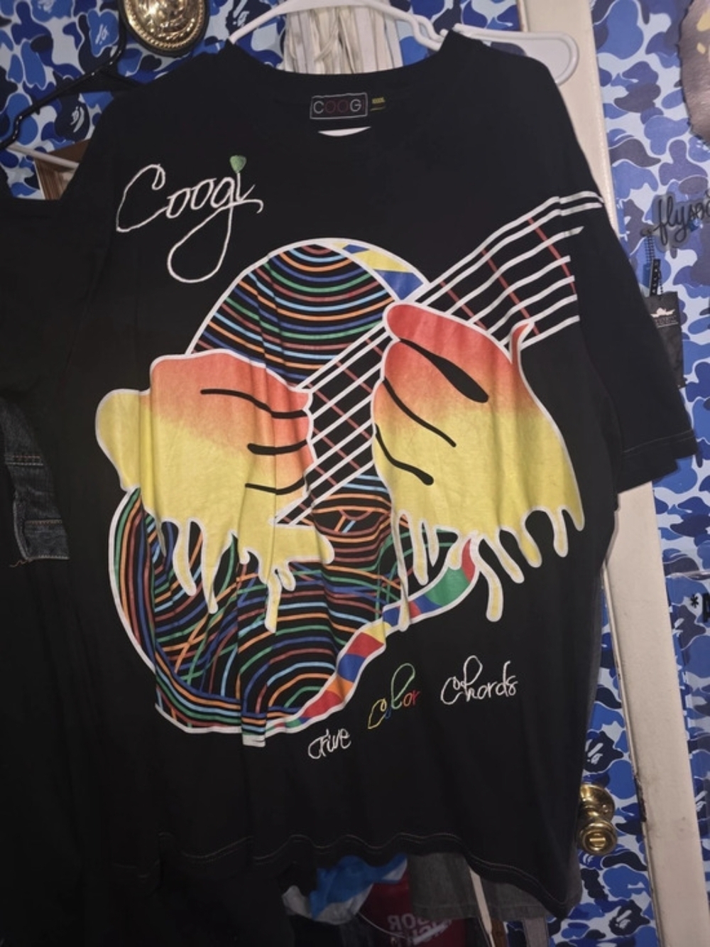 COOGI Five Color Chords Graphic T-Shirt Black Multicolor XXXXL 4xl